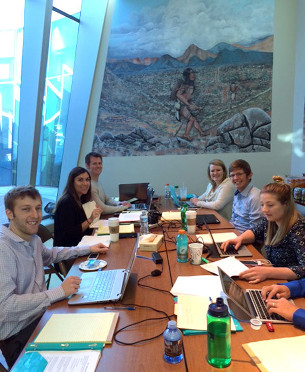 Happy drafters at Huhugam Heritage Center, Arizona. Students Stephen Klein, Sarah Rice, Matthew James, Joan McMillian Bowen, Erik Carlson, and EmmaRose Boyle (guest participant from Vermont Law School)