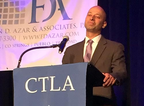 Siddhartha Rathod thanks CTLA and its members for the New Lawyer of the Year Award.